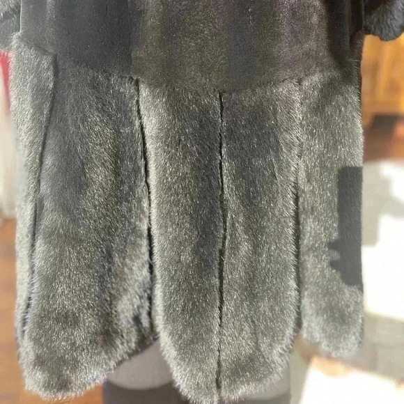 Luxury Genuine Blacklama Mink Fur Long Coat Jacket Hooded Size Medium M - Picture 6 of 10